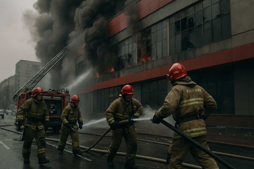 Пожар в ТЦ Шымкента: 500 эвакуировано