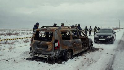 В Карагандинской области инкассаторская машина сгорела