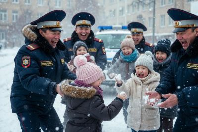 Полицейские в Астане устроили детям весёлую «операцию "снежки"»