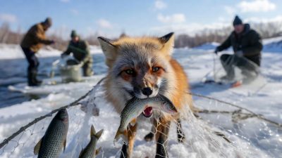 Лиса похитила улов рыбаков близ Астаны